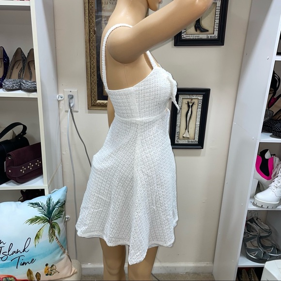 Lulus White Lace Front Tie Sleeveless Back Zip Dress - Picture 4 of 11